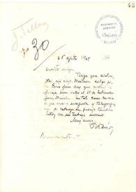 Portada:Carta de Rubén Darío a TÉLLEZ, Juan