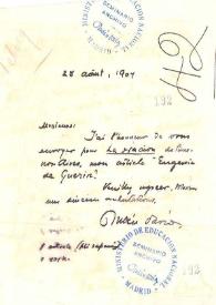 Portada:Carta de Rubén Darío a LEBOCQ, G.