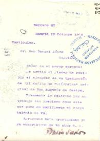 Portada:Carta de Rubén Darío a LÓPEZ, Samuel
