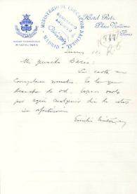 Portada:Carta manuscrita con membrete del Hotel Ritz de París