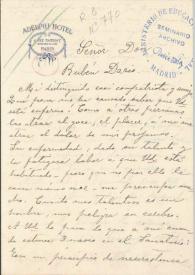 Portada:Carta manuscrita con membrete: \"Adelphi Hotel … Paris\"