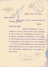 Portada:Carta mecanografiada con firma manuscrita y membrete: \"Correspondencia Particular del Secretario de Instrucción Pública y Bellas Artes\"