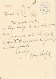 Portada:Carta de Acebal, Francisco a Rubén Darío