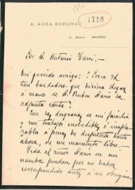 Portada:Carta de AURA BORONAT, A. a TASSI, Antonio