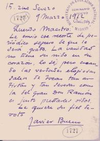 Portada:Carta de BUENO, Javier a DARÍO, Rubén