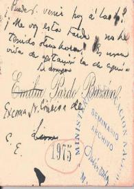 Portada:Carta de Emilia Pardo Bazán a Rubén Darío