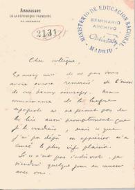 Portada:Carta manuscrita con membrete: \"Ambassade de la République Française en Espagne\"