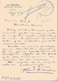 Portada:Carta de Mateos, Francisco P.