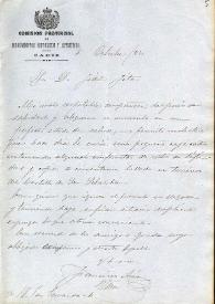 Portada:Carta de Francisco Asís Vera a Fidel Fita sobre inscripciones de Cádiz