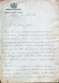 Portada:Carta de Francisco de Asís Vera a Fidel Fita acerca de la remisión de unas improntas y un plano