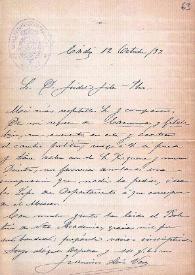 Portada:Carta de Francisco de Asís Vera a Fidel Fita / Museo Arqueológico