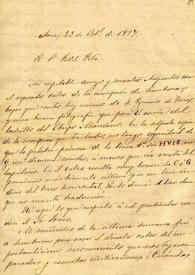 Portada:Carta de Miguel Mancheño a F. Fita comunicando el hallazgo de un pedestal del que envía dibujo y descripción según Torres de León.