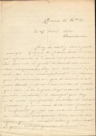 Portada:Carta de Juan Francisco Merle a F. Fita invitándole a pasar en Denia unos días con el fin de que pueda estudiar con tranquilidad la inscripción de la Cueva del Agua