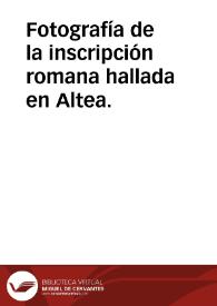 Portada:Fotografía de la inscripción romana hallada en Altea.