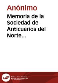 Portada:Memoria de la Sociedad de Anticuarios del Norte correspondiente a 1855 con un extracto de sus estatutos, una lista de sus miembros y una relación de sus publicaciones