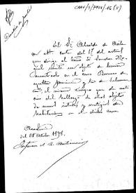 Portada:Carpetilla de expediente relativa a la carta que el Alcalde de Ávila dirige al Sr. Sánchez Moguel, al tiempo que remite el bronce hallado en el cerro del Berrueco.