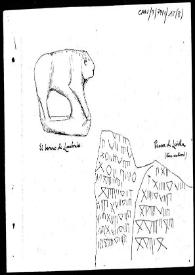 Portada:Dibujo del verraco de Lumbrales y de la  pizarra con inscripción visigoda de Lerilla.