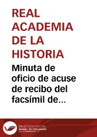 Portada:Minuta de oficio de acuse de recibo del facsímil de una inscripción ibérica hallada en Barcelona.