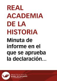 Portada:Minuta de informe en el que se aprueba la declaración de Monumento Nacional de las casas nº 1 de la calle de Santa Lucía y nº 10 de la calle Paraíso de Barcelona