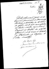 Portada:Carpetilla de expediente sobre el envío del Boletín de la Real Academia de la Historia a la Comisión de Monumentos de Cádiz.