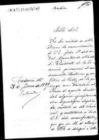 Portada:Oficio de traslado a la Comisión de Monumentos de Cádiz sobre su petición de duplicados de obras de arqueología al Museo Arqueológico Nacional.