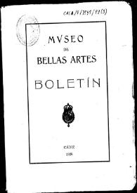 Portada:Ejemplar del Boletín del Museo de Bellas Artes de Cádiz