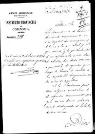 Portada:Oficio de remisión de una memoria sobre inscripciones latinas halladas en Córdoba de las que se remiten calcos