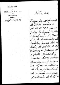 Portada:Oficio en el que se comunica que se ha pedido a la Comisión de Monumentos de Córdoba datos sobre el estado de conservación de la Sinagoga de Córdoba con el objeto de solicitar su restauración