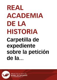 Portada:Carpetilla de expediente sobre la petición de la Comisión de Monumentos de Córdoba para que se le autorize nombrar a una persona para que se encargue de la limpieza de la sinagoga de aquella ciudad