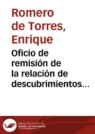 Portada:Oficio de remisión de la relación de descubrimientos arqueológicos que se han producido en Córdoba y su provincia en el primer semestre de 1921