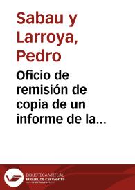 Portada:Oficio de remisión de copia de un informe de la Comisión de Monumentos de Cuenca remitido a la Real Academia de Bellas Artes de San Fernando, sobre los despoblados existentes en la provincia de Cuenca