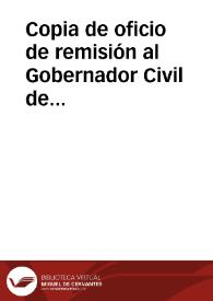 Portada:Copia de oficio de remisión al Gobernador Civil de Cuenca en el que se comunica el hallazgo de una necrópolis ibérica en el término de Mira, y del que se adjunta informe