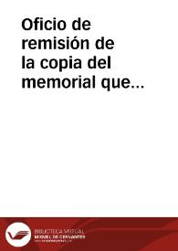 Oficio de remisión de la copia del memorial que Baltasara Martín Cortés envió al Rey