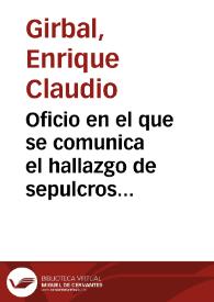 Portada:Oficio en el que se comunica el hallazgo de sepulcros hebreos en Montjuïc y una inscripción hebrea en Palau Sacosta