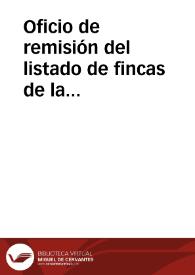 Portada:Oficio de remisión del listado de fincas de la Alhambra que deben ser excluídas de la venta.