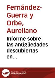 Portada:Informe sobre las antigüedades descubiertas en Valderrebollo.