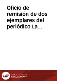 Portada:Oficio de remisión de dos ejemplares del periódico La Alhambra donde se da noticia de los hallazgos en Sierra Elvira.