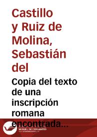 Portada:Copia del texto de una inscripción romana encontrada en el término municipal de Campofrío.