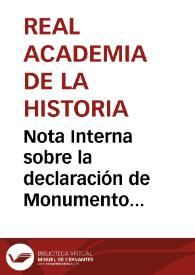 Portada:Nota Interna sobre la declaración de Monumento Nacional, por R.O de 3 de abril de 1917, del Hospital de Santiago de Úbeda.