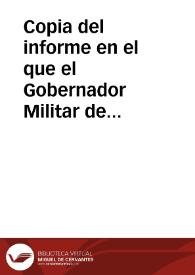 Portada:Copia del informe en el que el Gobernador Militar de Lérida expone al Capitán General de Cataluña que el uso militar de la Catedral de Lérida no ha supuesto para la misma ningún deterioro