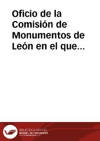 Portada:Oficio de la Comisión de Monumentos de León en el que se comunica el hallazgo de un mosaico romano en el lugar denominado El Castro, en Villasabariego