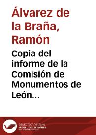 Portada:Copia del informe de la Comisión de Monumentos de León sobre las pinturas murales descubiertas en la Catedral y en la Colegiata de San Isidoro de León