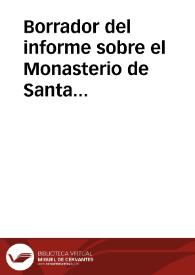 Portada:Borrador del informe sobre el Monasterio de Santa María de Gradefes