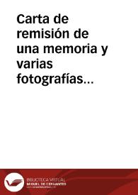 Portada:Carta de remisión de una memoria y varias fotografías de materiales del yacimiento conocido como Los Villares