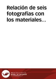 Portada:Relación de seis fotografías con los materiales hallados en Los Villares