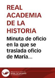 Portada:Minuta de oficio en la que se traslada oficio de María Cao Rodríguez y se solicita informe sobre la adquisición de un monetario hispanorromano.