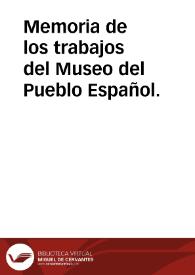 Portada:Memoria de los trabajos del Museo del Pueblo Español.