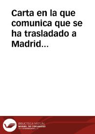 Portada:Carta en la que comunica que se ha trasladado a Madrid la lex salpensana para ponerla a disposición de la Real Academia de la Historia.