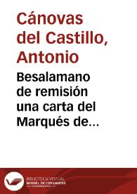 Portada:Besalamano de remisión una carta del Marqués de Salvatierra referente a las exploraciones por él realizadas en Ronda la Vieja.