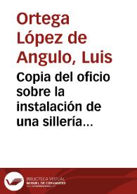 Portada:Copia del oficio sobre la instalación de una sillería moderna en el Monasterio de la Oliva.